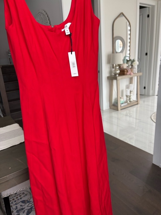 NWT $330 BR Banana Republic Structured Red Seamed Scoop Neck Midi Dress Size 4 - Picture 8 of 10